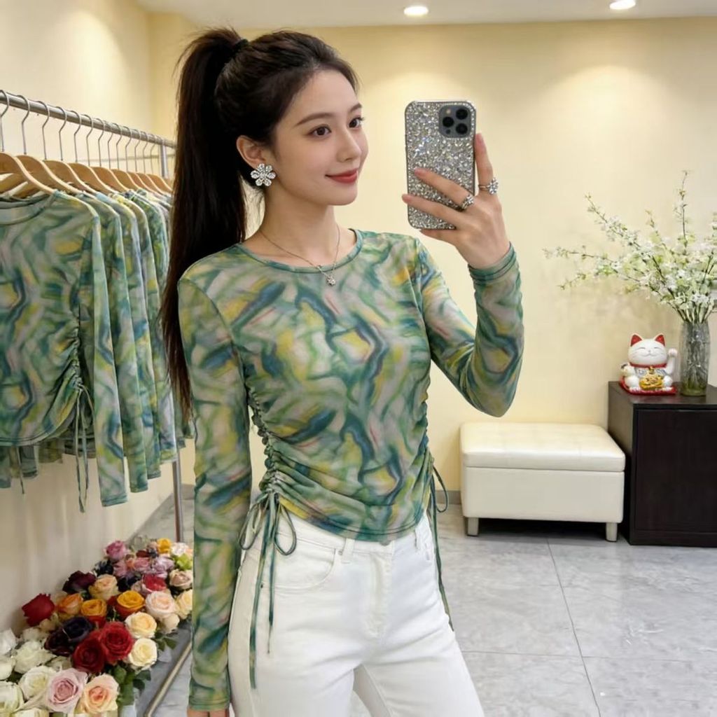 Áo Lưới Mỏng Tay Dài Nhuộm Màu Thời Trang Mùa Hè