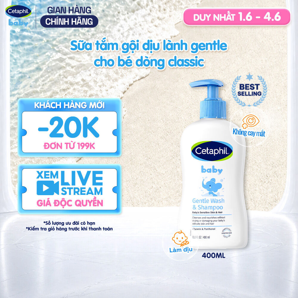 Sữa tắm gội dịu lành cho bé CETAPHIL BABY GENTLE WASH & SHAMPOO 400ML