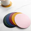 Màu Trơn Trà Coaster Đơn Giản Sáng Tạo Tròn Coaster Chống Trơn Trượt Chống Thấm Nước pu Da Cà Phê Coaster Hai Mặt Cách Nhiệt Pad GK6P