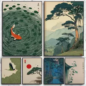Nhật Bản Cây Nghệ Thuật Poster Không Khung Tranh Canvas Nghệ Thuật Treo Tường Phòng Khách Hiện Đại Trang Trí Nhà