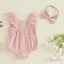 Bé Gái Mùa Hè Ngọt Ngào Áo Liền Quần Bay Tay Móc Hoa Body Có Nơ Băng Đô