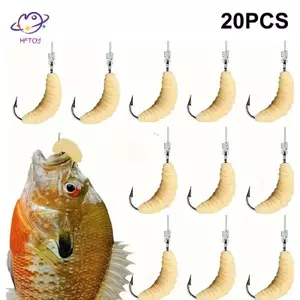 HFTOY 20 Chiếc Mồi Grub Đa Năng Bánh Mì Cao Su Giun Maggots Bộ Mồi Câu Cá Có Móc Cho Bass Cá Hồi Crappie Bluegill Bộ Phận Câu Cá Nước Ngọt ~