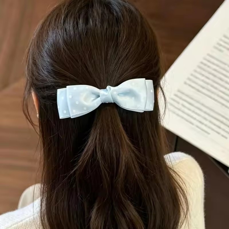 [GUUDUU] Kẹp mỏ vịt chấm bi cổ điển - Kẹp tóc bên nơ ngọt ngào bằng vải - dành cho bé gái mặc hàng ngày - Phụ kiện tóc trang điểm - Mũ nón tóc gãy / Giao hàng miễn phí