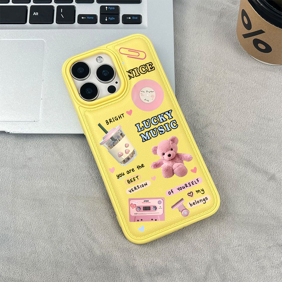 Ốp điện thoại cho iPhone 17/16 Pro Max 15/14/13/12/11; Họa tiết ghép ảnh màu hồng dễ thương