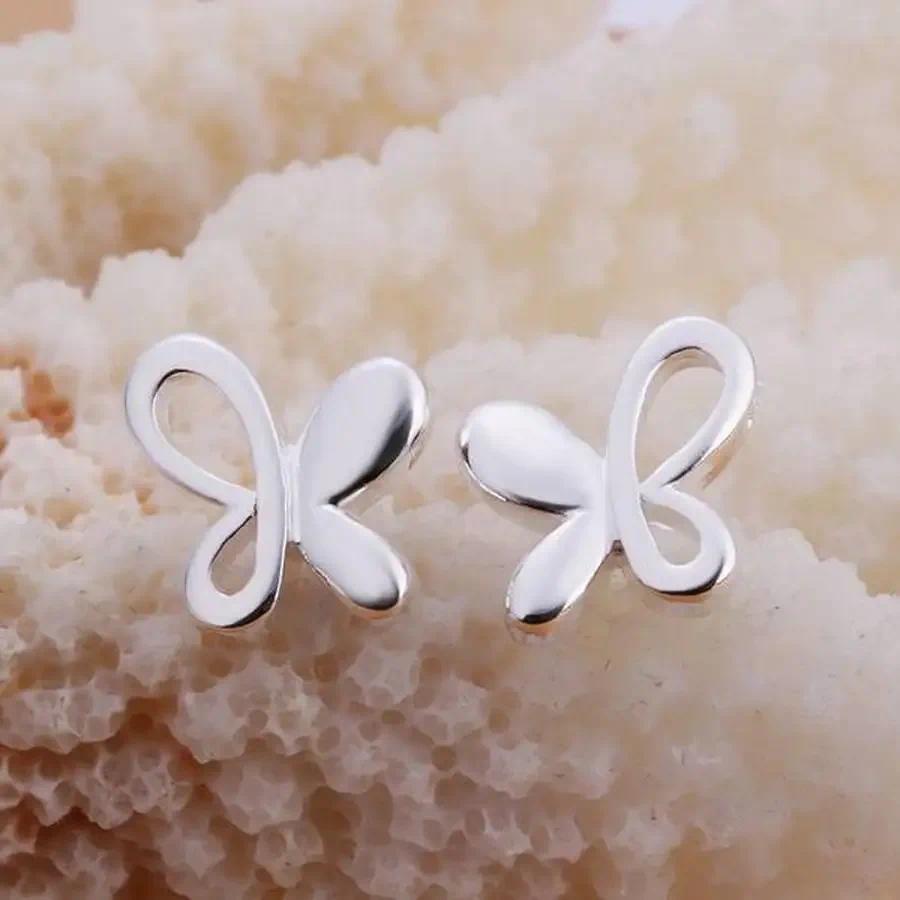 Phụ Nữ Tiệc Cưới Hiện Tại Phổ Biến Bạc 925 Bông Tai Bướm Nhỏ Trang Sức E314