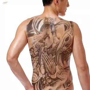 ZENZON Nhãn dán hình xăm toàn mặt sau, In chuyển nước Cánh tay thiên thần Cross Full Back Miếng dán hình xăm, Cánh tay hoa họa tiết Phật chống mồ hôi Full Back Hình xăm tạm thời ngoài trời
