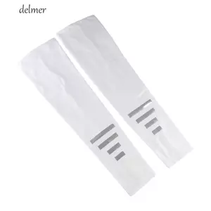 Tay áo lụa băng DELMER, Bộ giữ ấm cánh tay phản quang màu đen Spandex / Lycra, Bộ bảo vệ cánh tay khô nhanh huỳnh quang thể thao Vòng đeo tay bảo vệ tia cực tím Chạy bộ