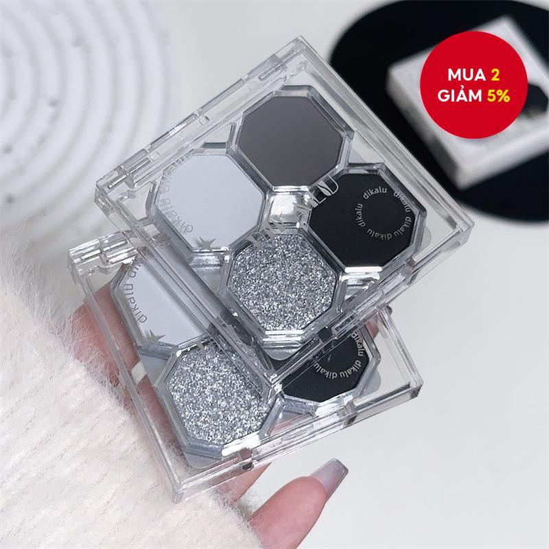 Bảng phấn mắt khói DIKALU Punk mới: Mắt mèo nhũ đen hoa nhài & xám xi măng lấp lánh.