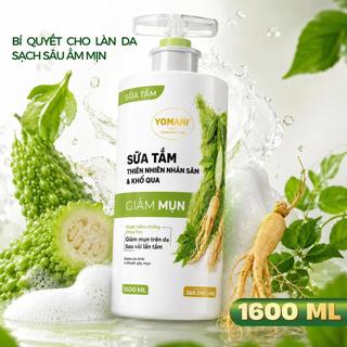 [MỚI RA MẮT] Sữa tắm hỗ trợ giảm mụn YOMANI 1600ml, chiết xuất khổ qua, nhân sâm,  làm sạch da, chăm sóc và bảo vệ da