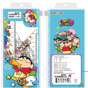 Crayon Shin-Chan Sinh Viên Hoạt Hình Thước Bộ 4 Mảnh Thước Tam Giác Thước Đa Năng Thước Thước Bộ Trong Suốt 0606