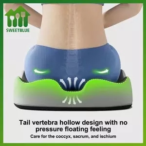 SWEET Đệm Coccyx Memory Foam có xương đòn, thiết kế cong cho ô tô, ghế văn phòng, giảm áp suất, hỗ trợ thắt lưng 1PC n