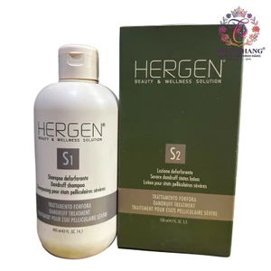 Combo Dầu gội và huyết thanh hạn chế gàu BES Hergen S1 - S2 Dandruff Shampoo 400ml/100ml [ MK ]