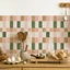 FANIELLAPOWELL 10 Miếng Dán Gạch Vinyl, PVC DIY Peel & Stick Backsplash Panel, Miếng Dán Tường Màu Hồng & Xanh Chống Mài Mòn Trang Trí Nhà