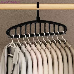 JUNYUE88US 4 Móc treo quần áo nhiều lỗ, Móc treo quần áo bằng nhựa có thể xoay, Tủ quần áo chống trượt tiết kiệm không gian đa chức năng Quần sắp xếp quần áo