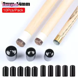 BORAGETE 10 chiếc Bảo vệ đầu, Vỏ bảo vệ đầu cao su, Phụ kiện bi-a màu đen Slip-on Thay thế Ferrule Bida Bể bơi Cue Câu lạc bộ trong nhà Pub Trò chơi gia đình