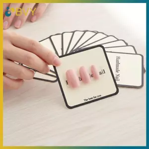 BVY Press On Nail Guide Cards Kit 10 tờ Salon có thể tái sử dụng Giá đỡ treo móng tay giả và Hướng dẫn sử dụng cho chuyên gia.
