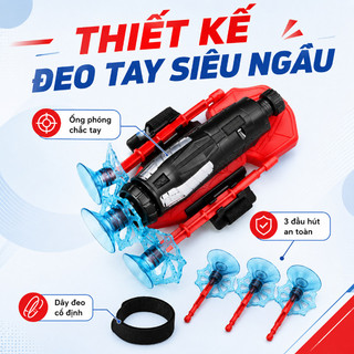 Găng tay bắn tơ người nhện – 3 giác hút, dây đeo tay – Bắn tơ bằng cách kéo, hút vào bề mặt – Đồ chơi nhập vai, vận động