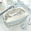 Túi đựng bút chì mèo con màu trắng xanh - Hộp văn phòng phẩm trường học phong cách Ins nhiều lớp dành cho bé gái