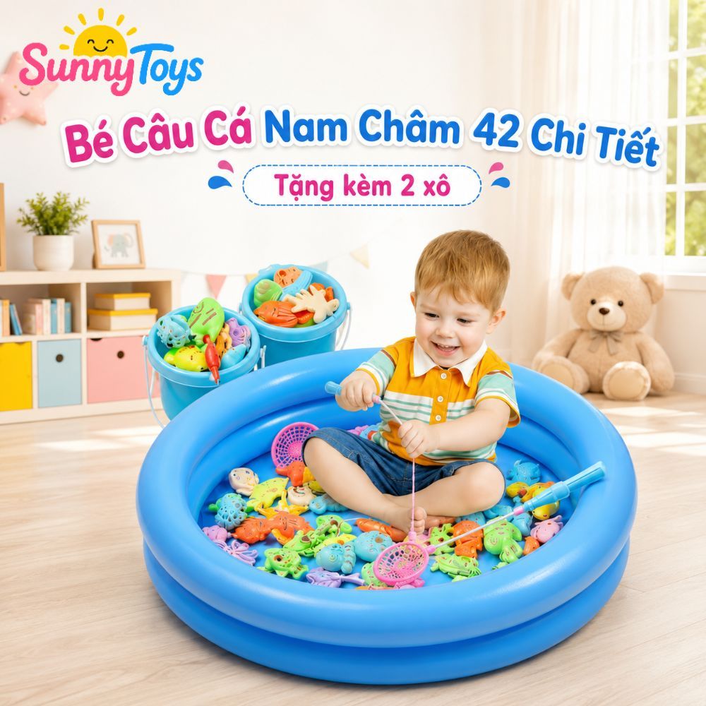 Đồ Chơi Câu Cá Nam Châm SunnyToys 42 Chi Tiết - Bé Khám Phá Thế Giới Cá Vui Nhộn