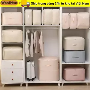 Khối đóng gói nén WOODNEST, Chất liệu vải Twill Túi lưu trữ nén có thể gập lại, Túi đóng gói quần áo dung tích lớn chống ẩm