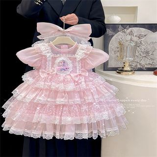 Đầm công chúa bé gái mùa hè - Váy Lolita ren tầng bồng bềnh dự tiệc sinh nhật biểu diễn