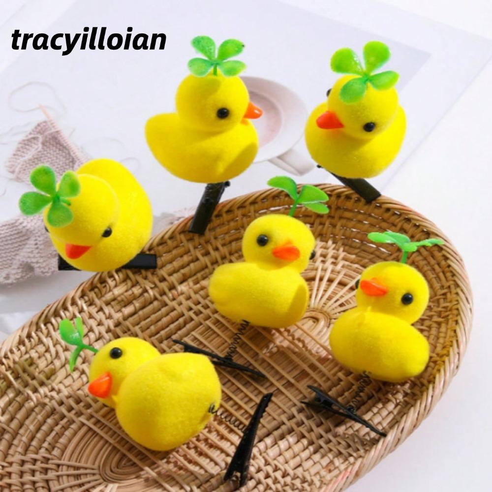 TRACEILLOIAN 6 Kẹp Tóc Sang Trọng, Mầm Đậu Hoạt Hình Mùa Xuân Kẹp Tóc, Ngọt Ngào Dễ Thương DIY Bốn Lá Cỏ Ba Lá Mỏ Vịt Kẹp Tiệc Quà Tặng
