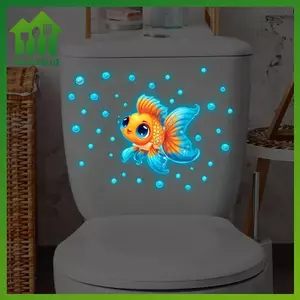 SWEET Bồn Cầu Stier Phát Sáng Trong Bóng Tối Cá Vàng Bong Bóng Chống Thấm Nước Có Thể Tháo Rời Tự Dính Phòng Tắm Decal Dán Tường n