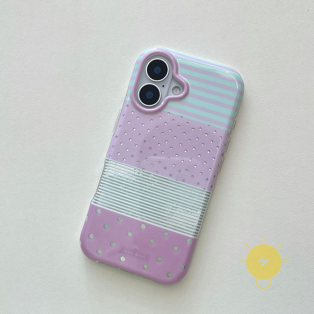 Phone Case For iPhone 17 Pro Max 16 15 14 13 TPU Purple Polka Dot Stripe Polka Dot Aesthetic Korean Cute