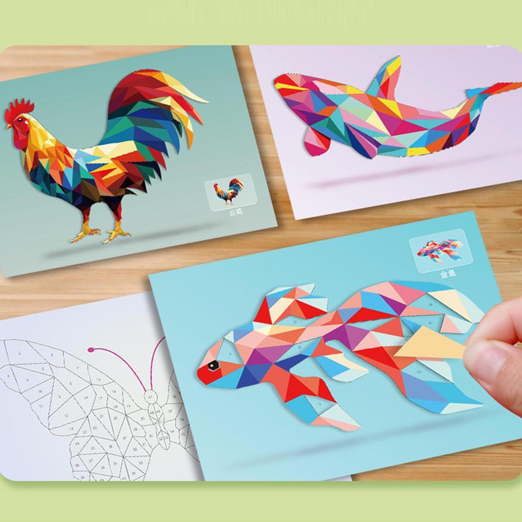 Collage Craft Kit Đồ chơi ghép hình giấy giáo dục tương tác Bộ ghép hình học cho trẻ em Bé trai Bé gái Trẻ em