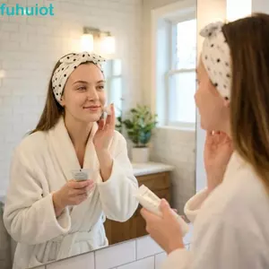 Băng đô nơ FUHUIOT, Băng đô co giãn chấm bi cho nữ, Phụ kiện tóc Băng đô rộng Polyester lớn Retro chống trượt thể thao