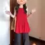 Phong cách Hàn Quốc Mùa hè Siêu đẹp Giảm tuổi Phong cách nụ hoa không tay màu đỏ chấm bi Váy Vest nữ hàng đầu