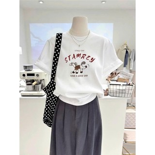 （Giao hàng 24h）Angela Áo thun Cotton in hình Ngựa Hotrend 2026 ALICEVN, Áo thun nữ dáng vừa in hình, chất thun dày dặn