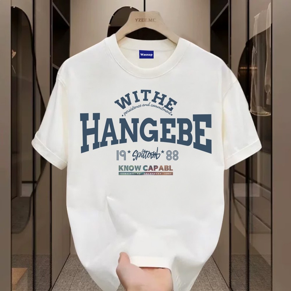 （Giao hàng 24h）Angela Retro alphabet-Áo thun nam mới! 100% cotton, thời trang, Unisex