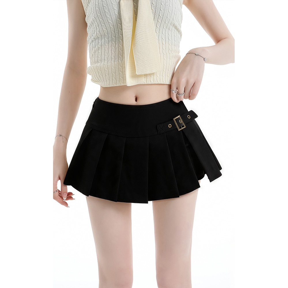 SUXI Váy ngắn xếp ly thông thường màu trơn mềm mại dành cho nữ mùa hè mới 260522