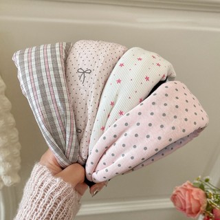 Kovoi / Pink Polka Dot Star Băng đô vành rộng phong cách lười biếng Đầu bọc tóc Seam Headband Phụ kiện tóc phù hợp hàng ngày