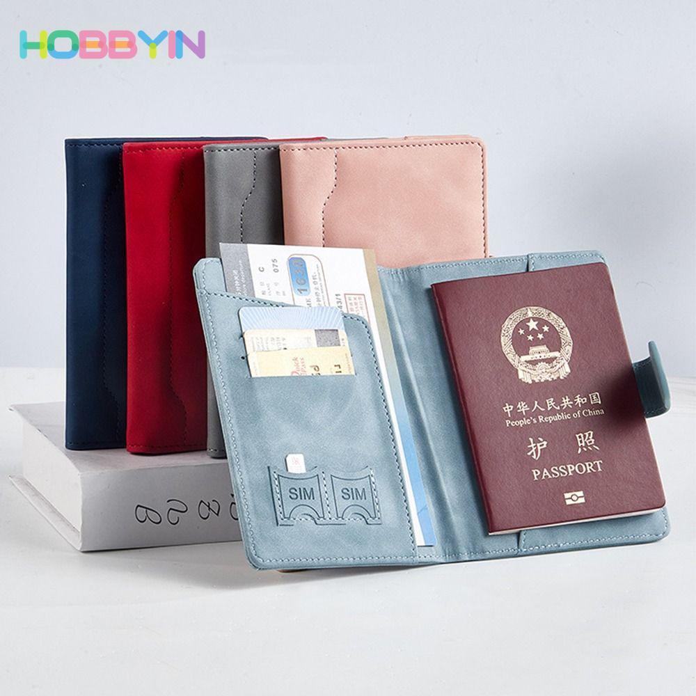 Túi đựng hộ chiếu HOBBYIN, Hộp đựng hộ chiếu RFID bằng da đa chức năng, Hộ chiếu ví RFID chống nước siêu mỏng di động