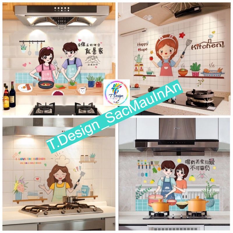 Decal dán bếp cách nhiệt, chống dầu mỡ, kích thước 60x90cm, bảo vệ tường bếp hiệu quả.