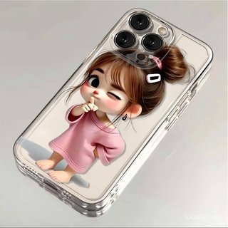 Ốp điện thoại hoạt hình hoạt hình Ball Head Girl Thích hợp cho iPhone 11promax 11 12 13 14 promax 17promax 17 16 15 pro max xr xs 12promax Vỏ bảo vệ trong suốt chống sốc