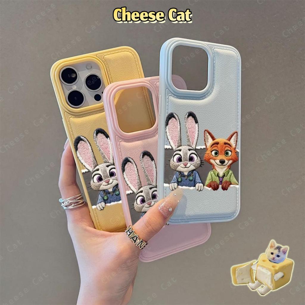 cho zootopi Ốp điện thoại da cặp đôi cáo và thỏ cho iPhone 17 Pro Max Xs 11 12 13 Pro 14 15 16 Plus XR