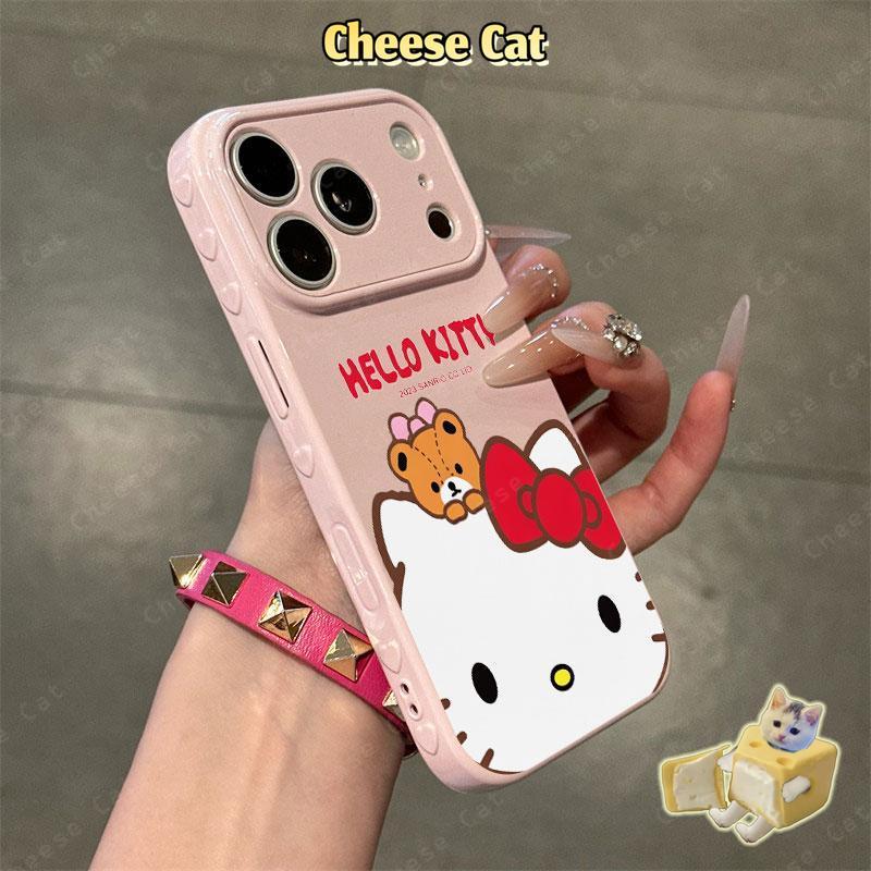cho Kitty kurom Ốp lưng thiết kế hình trái tim cho iPhone 17 Pro Max 15 16 Pro 13 14 Plus 12 11 Pro Max