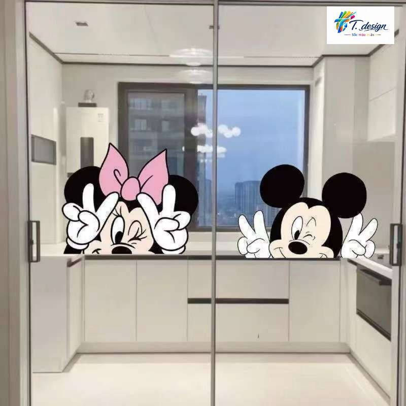 Miếng Dán Trang Trí Mèo Chuột Disney Đáng Yêu - Cặp Đôi Mickey Cá Tính cho Lối Vào