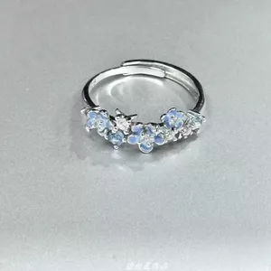 {Star Flower Give} Shen Star Back Impression Sea Blue Star Flower Ring Nữ Light Luxury Niche High-End Sweet Index Finger