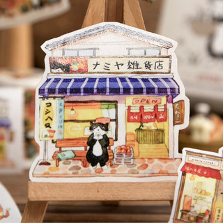 ENWEI 60mm * 2m 1 Cuộn [Dòng cửa hàng mèo] Izakaya BBQ Store Washi Băng cuộn để ghi nhật ký Album ảnh Nhãn dán vòng nền trang trí