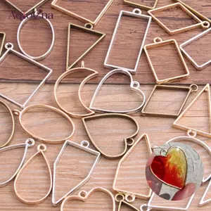 AqToCna 10 Cái / lốc Hợp Kim Quyến Rũ Mặt Dây Rỗng Khuôn Khung Thủ Công DIY Handmade Viền Khuôn AqToCna