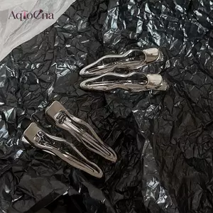 AqToCna Vintage Tối Giản Hợp Kim Sóng Hình Kẹp Tóc Thời Trang Hàn Quốc Màu Bạc Không Đều Kẹp Tóc Phụ Kiện Tóc Cho Nữ Trang Sức AqToCna