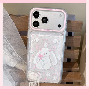 Ốp Cho iPhone 17 Pro Max 16P 15 Sáng Tạo Chảy Cát Cát Nữ Tính Hoa Ngọt Ngào Thỏ Thỏ Họa Tiết Mềm TPU Chống Sốc Vỏ Điện Thoại Chống Trầy Xước Vỏ Bảo Vệ