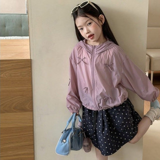 Áo khoác chống nắng cho bé gái – Nơ nổi dễ thương, mỏng nhẹ có mũ, thoáng mát mùa hè