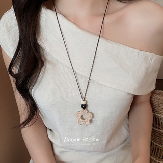DREJEW bện đính cườm hoa sò vòng cổ dài bohemian phong cách dân tộc xương đòn chuỗi phụ kiện đa năng