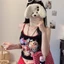Dopamine Graffiti Sling Với Miếng Lót Ngực Phong Cách Ngắn Hot Girl Áo Vest Giảm Tuổi