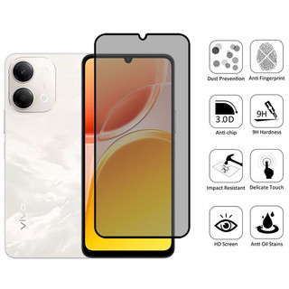Vivo Y11d Kính cường lực chống gián điệp 2 trong 1 Bảo vệ màn hình riêng tư cho Vivo Y21d Y29t Y29s Y29 Y19s Y100 Y28 Y18 Y38 Y04 4G 5G Phim bảo vệ kính chống va đập và ống kính máy ảnh